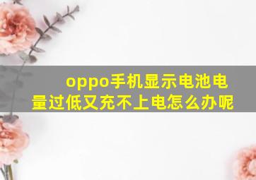 oppo手机显示电池电量过低又充不上电怎么办呢