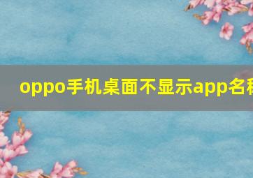 oppo手机桌面不显示app名称