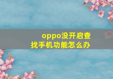 oppo没开启查找手机功能怎么办