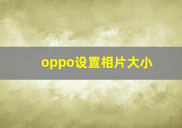 oppo设置相片大小