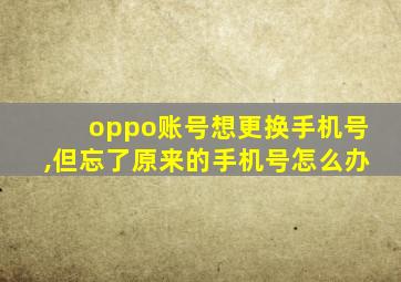 oppo账号想更换手机号,但忘了原来的手机号怎么办