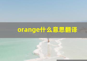 orange什么意思翻译