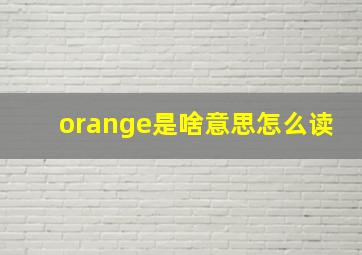 orange是啥意思怎么读