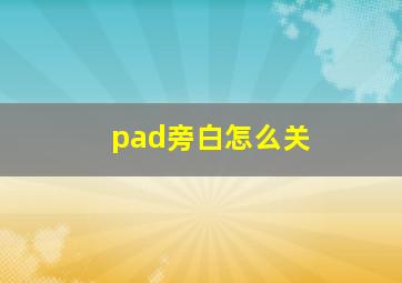 pad旁白怎么关