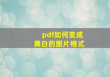 pdf如何变成黑白的图片格式