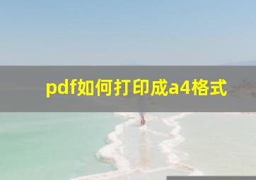 pdf如何打印成a4格式