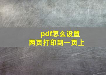 pdf怎么设置两页打印到一页上