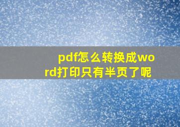 pdf怎么转换成word打印只有半页了呢