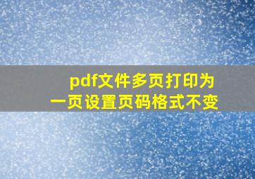 pdf文件多页打印为一页设置页码格式不变