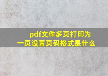 pdf文件多页打印为一页设置页码格式是什么