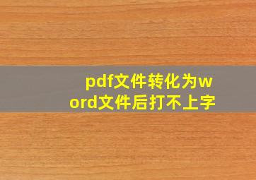 pdf文件转化为word文件后打不上字