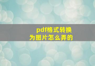 pdf格式转换为图片怎么弄的