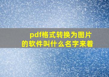 pdf格式转换为图片的软件叫什么名字来着