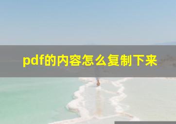 pdf的内容怎么复制下来