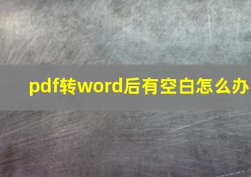 pdf转word后有空白怎么办