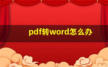 pdf转word怎么办