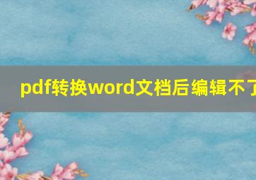 pdf转换word文档后编辑不了