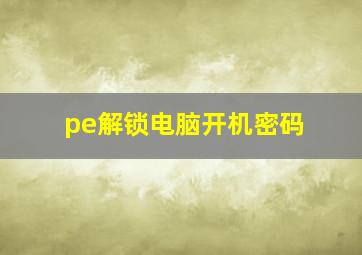 pe解锁电脑开机密码