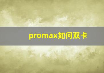 promax如何双卡