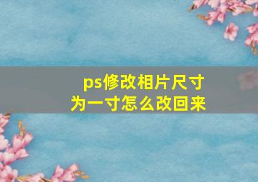 ps修改相片尺寸为一寸怎么改回来