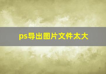 ps导出图片文件太大