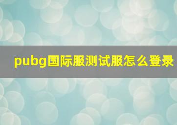 pubg国际服测试服怎么登录