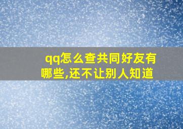 qq怎么查共同好友有哪些,还不让别人知道