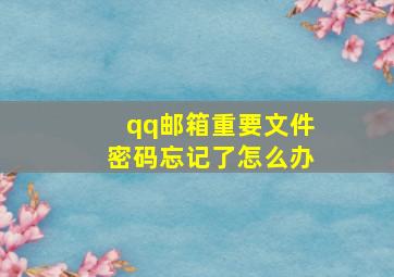 qq邮箱重要文件密码忘记了怎么办