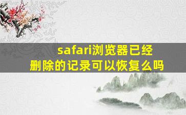 safari浏览器已经删除的记录可以恢复么吗