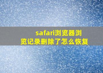 safari浏览器浏览记录删除了怎么恢复