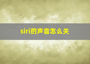 siri的声音怎么关