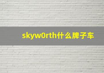 skyw0rth什么牌子车