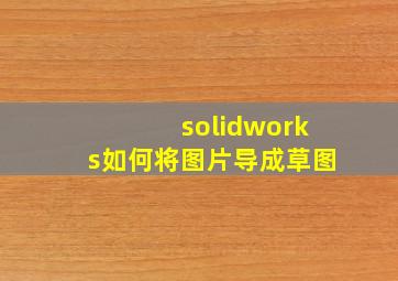 solidworks如何将图片导成草图