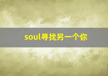 soul寻找另一个你