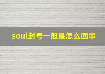 soul封号一般是怎么回事