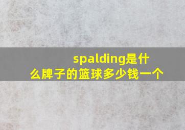 spalding是什么牌子的篮球多少钱一个