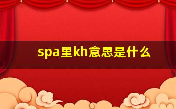 spa里kh意思是什么