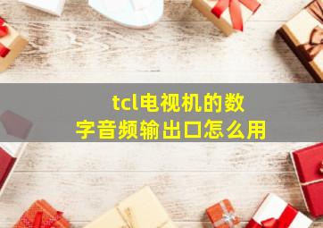 tcl电视机的数字音频输出口怎么用