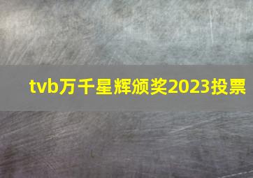 tvb万千星辉颁奖2023投票