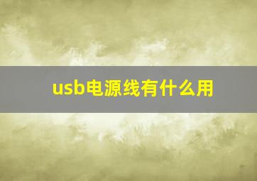 usb电源线有什么用