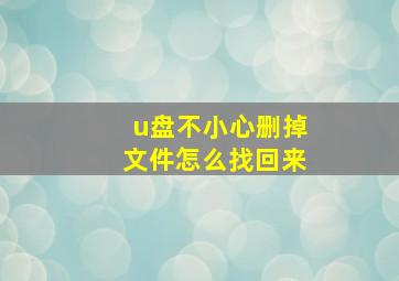 u盘不小心删掉文件怎么找回来