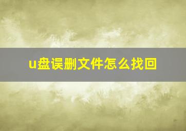 u盘误删文件怎么找回