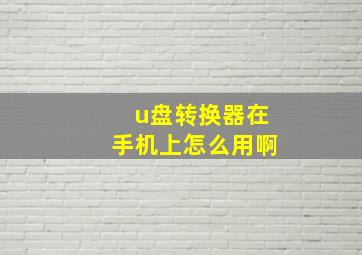 u盘转换器在手机上怎么用啊