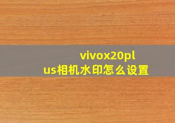 vivox20plus相机水印怎么设置