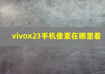 vivox23手机像素在哪里看