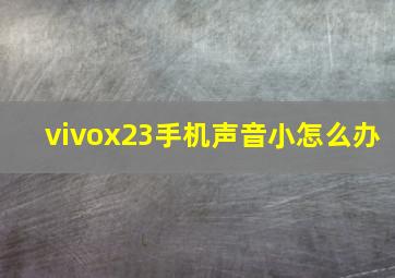 vivox23手机声音小怎么办