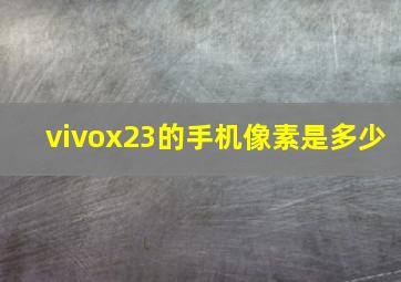 vivox23的手机像素是多少