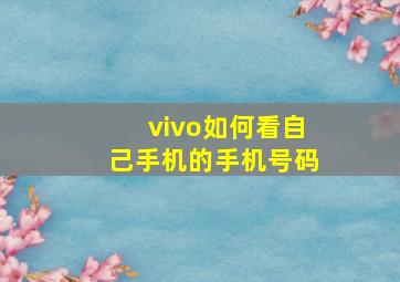 vivo如何看自己手机的手机号码