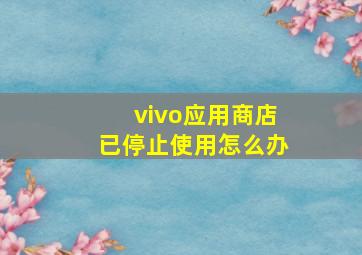 vivo应用商店已停止使用怎么办