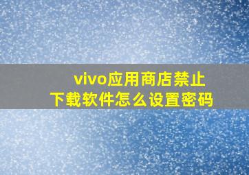 vivo应用商店禁止下载软件怎么设置密码